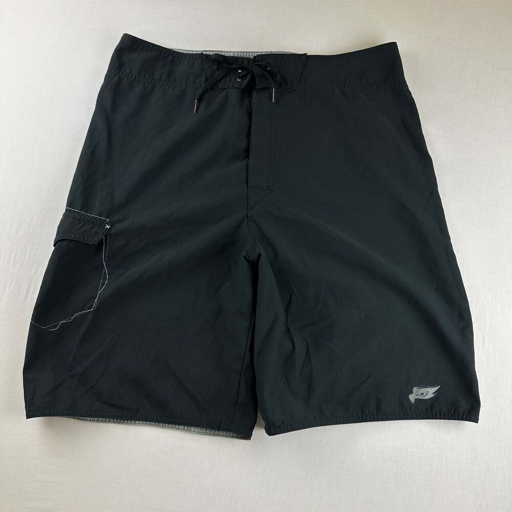 Tony Hawk Men's Black Cargo Board Shorts with Graphic Logo 36